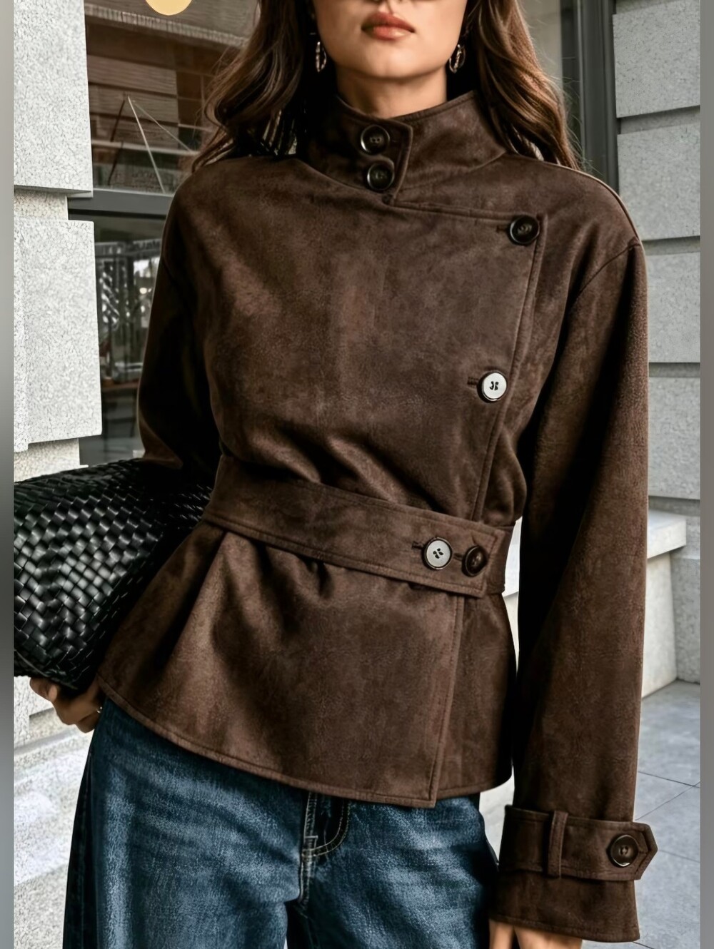 Women'S Soft Faux Suede Vintage Jacket, Suitable for Street Sport Jacket Outfits
